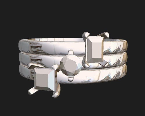 3本リングを重ねたときの一体感イメージ