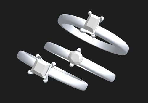 それぞれ違った形のダイヤモンドリングのデザイン案