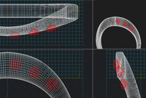 片側アーチ配置を複数ビューで確認する3DCAD設計画像