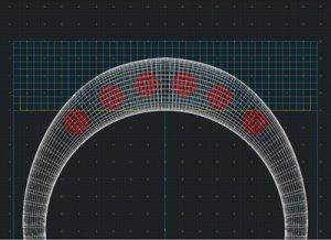 リング上面ワイヤーフレームでダイヤ配置を確認する3DCAD画像