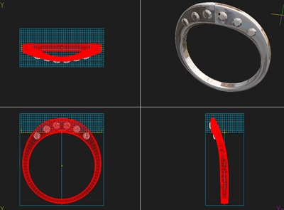 リング断面・側面・全体を確認する3DCAD設計画像