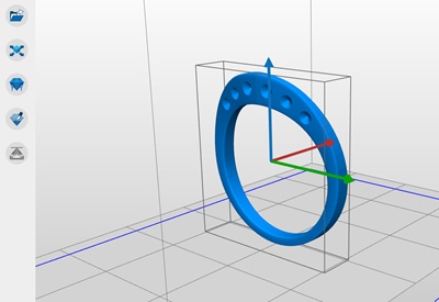 出力前のリング3Dモデルを配置確認している画像