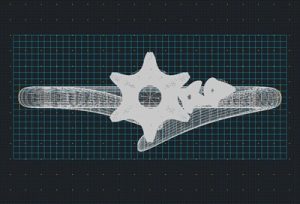 婚約指輪デザインの上面ワイヤーフレーム画像（3DCAD）