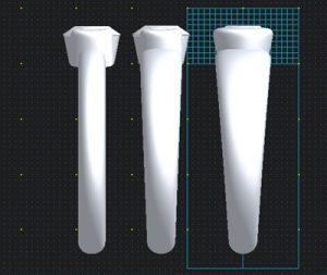 爪の高さや形状を3DCADで側面比較している画像