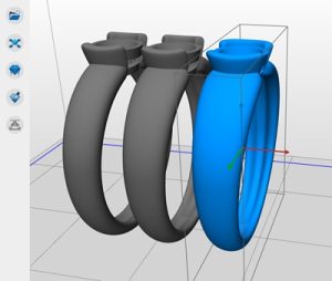 リング全体形状を3DCADで比較している3Dモデル画像