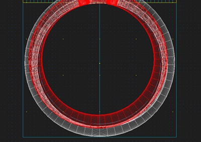リングの断面や厚みを上面ワイヤーフレームで確認する画像