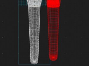 リング形状を側面ワイヤーフレームで比較している画像