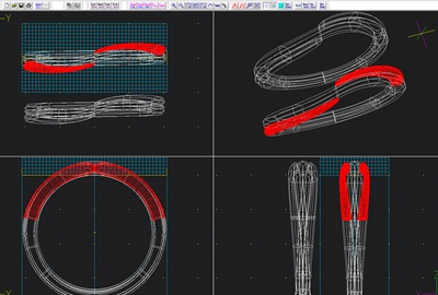 結婚指輪の曲線ラインと分割パーツ構成を確認する3DCAD画像