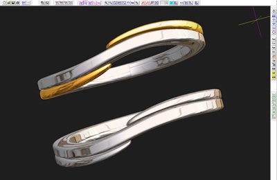 ペアの結婚指輪完成イメージを比較する3DCADレンダリング画像