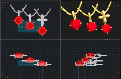 スターガーネットのペンダントデザインをCADで検討している画面