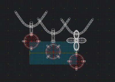 ペンダントトップ正面デザインをCADで確認する工程