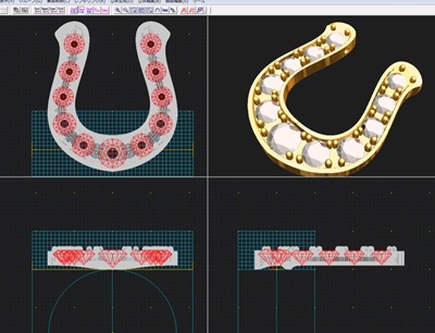 馬蹄ペンダントの3D-CAD設計画面