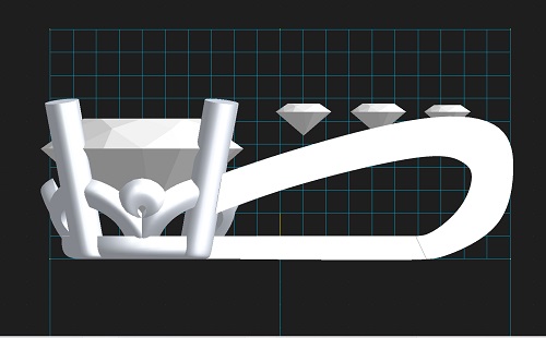 ダイヤモンドペンダント側面構造のCAD設計画面