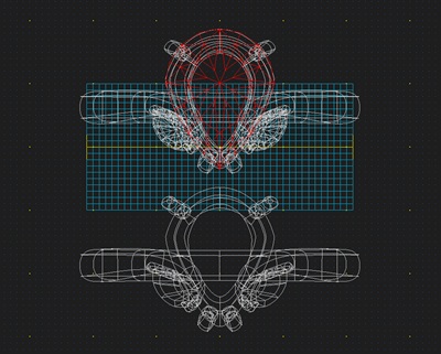 リングを上面から見たCADワイヤーフレーム画面