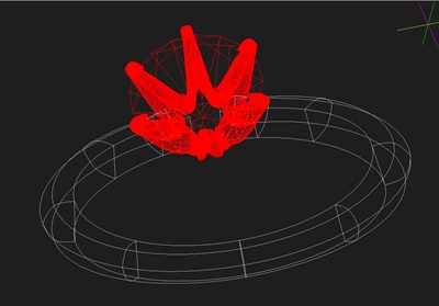 3D CADによる指輪の側面設計図(プロファイル表示)