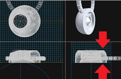 3D CADソフトで設計中の月をモチーフにしたペンダントの画面