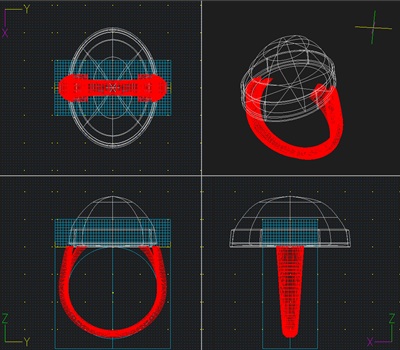 リングの内部構造やバランスを確認する3D設計のワイヤーフレーム画像