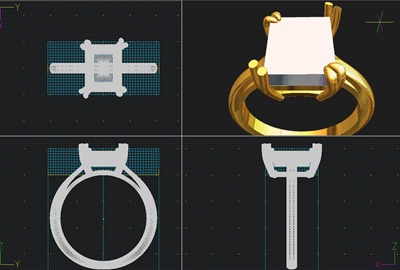オパールリングを3D-CADで設計している画面