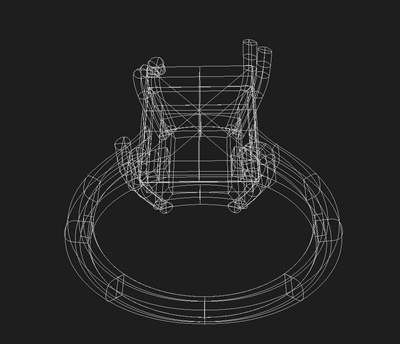 オパールリングの構造をワイヤーフレームで確認している画面
