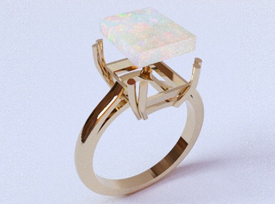 完成イメージをレンダリングしたオパールリングその1