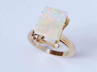 完成イメージをレンダリングしたオパールリングその2