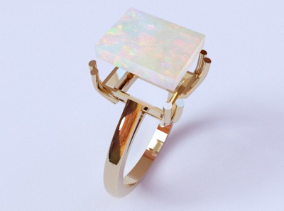 完成イメージをレンダリングしたオパールリングその3