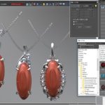 3案のペンダントを立体的に比較しているデザイン画面