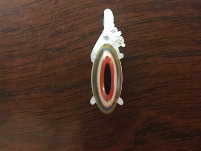 堆朱を試作枠に合わせた正面の仮組み写真