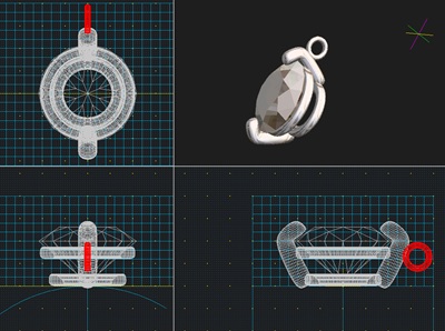 3DCAD（JCAD）の設計画面。シンプルな天地2点留めの構造。