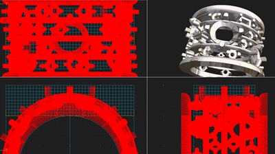 透かし模様が美しいリングの3D CADデザイン側面図
