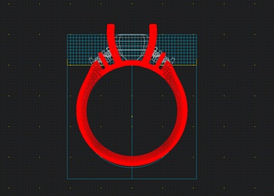 リングの厚みを抑え、低重心に設計された3D CADの側面図