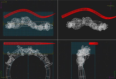 4つの視点から見た指輪の3D CADワイヤーフレーム画面