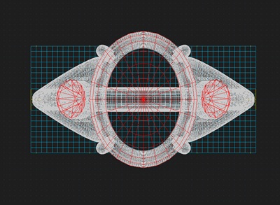 3Dプリント用に配置されたリングのワイヤーフレームデータ