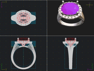 パソコンのモニターに表示された指輪の3D CADデザイン