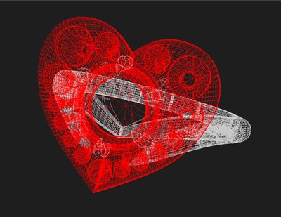 共有爪の配置設計、パヴェセッティングの3Dモデル