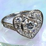 完成したプラチナ・ダイヤモンドリング、ハートパヴェ