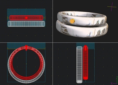 パソコン画面に表示された、シンプルな甲丸リングの3D CAD設計データ