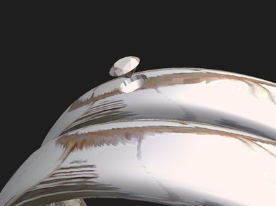 3D CAD画面上で、ダイヤモンドを留める位置を計算している様子