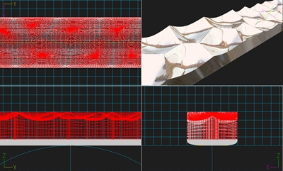 槌目模様が施されたプラチナ結婚指輪のデザイン画