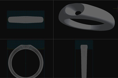 宝石をセットする前のリング枠のみの3D CADデザイン画像