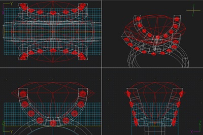 3D CAD画面に表示されたアメシストの精密な数値データ