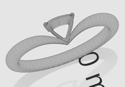 3D Builderというソフトの操作画面。リングのデータが表示されている。