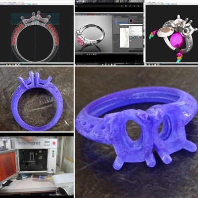 設計、3Dプリント、鋳造など、製作の各ステップをまとめたコラージュ画像。
