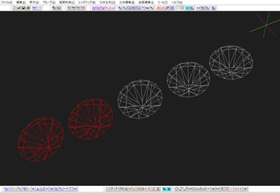 パソコンの画面上に表示された3DCADによるジュエリーの設計・モデリング画面