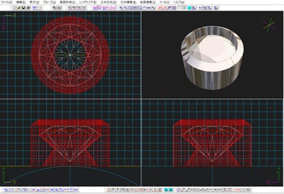 3DCAD上で設計された、ダイヤモンドを優しく包み込む伏せ込み（ベゼルセッティング）枠の3Dモデル
