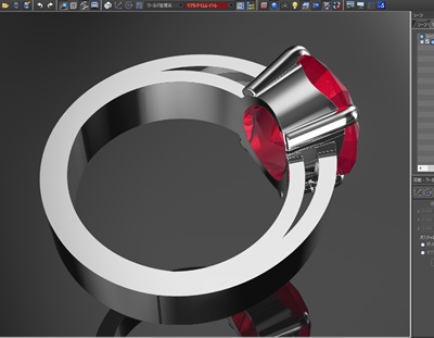 3D CAD画面を斜め下からの視点に切り替え、指に直接触れるアームの内側のラインや立体感を表示している様子。