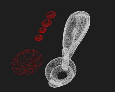3D CAD画面上でバチカン部分とダイヤモンドをレイアウトする工程